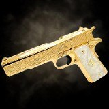 COLT Customized 1911 - 38 Super - All 24K GOLD - "Skulls & Scroll" Engraved .38 SUPER - 2 of 3