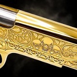 COLT Customized 1911 - 38 Super - All 24K GOLD - "Skulls & Scroll" Engraved .38 SUPER - 3 of 3