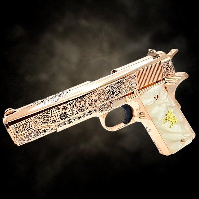 COLT COLT Customized 1911 - 38 Super, Dia De Los Muertos Design - 18K Rose Gold .38 SUPER