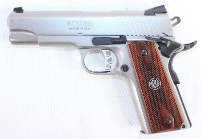 RUGER EXCELLENT RUGER SR1911 45 ACP 4.25" COMMANDER STAINLESS STEEL W/ BOX 2-MAGS .45 ACP