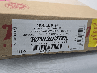 WINCHESTER 9410 Packer Compact w/Original Box, Unfired .410 Bore - Image 2 of 3