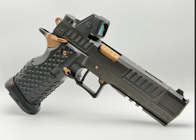 JACOB GREY FIREARMS NOX9 BARREL BLACK DLC FINISH WITH COPPER CANYON PVD CONTROLS TRIJICON RMR HD (3.25 MOA 9MM LUGER (9x19 PARA) - Image 1 of 3