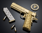 CABOT GUNS TRUMP 47 A Limited Edition Cabot 1911, ONLY 47 MADE with an American Black Walnut Pistol Stand .45 ACP