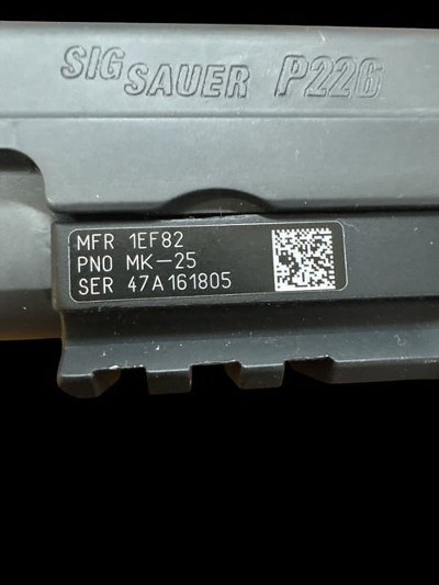 SIG SAUER P226 MK-25 9MM LUGER (9x19 PARA) - Image 2 of 4