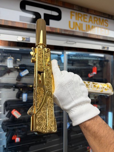 MASTERPIECE ARMS, INC. Iron Monkey 24k Gold Plated Pistol 1 of 50 Limited Drop EZ MAC & CHEESE 9MM LUGER (9x19 PARA) - Image 2 of 3
