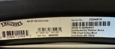 WALTHER Q4 SF 9MM LUGER (9X19 PARA) - Image 2 of 4