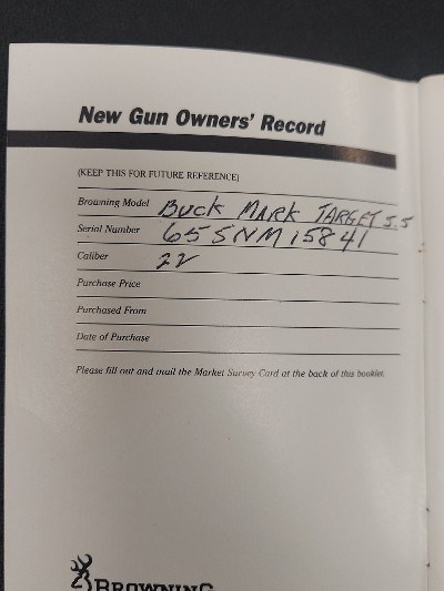 BROWNING BUCK MARK TARGET .22 LR - Image 10 of 11