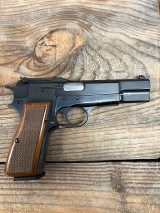 BROWNING Browning Hi Power, Made In 1975, 9mm, Semi-Auto, Blued Finish, Target Sights, 4.7" Barrel, Two Magazines, Black Leather Pistol Case 9MM - Image 1 of 1