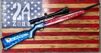 BSA Birmingham Small Arms Martini Cadet, 22 Hornet, Single Shot Rifle, 21.5" Barrel, Black w/ Custom Painted Stock. Comes with Tasco 6-24x Scope - Image 1 of 2