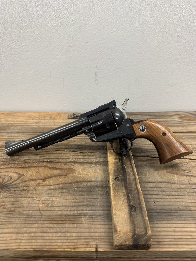 RUGER Ruger Blackhawk, .357cal, 6.5" Barrel, 6 Rounds, Blued, Wood Grips, Soft Sidekick Holster Unknown - Image 1 of 2