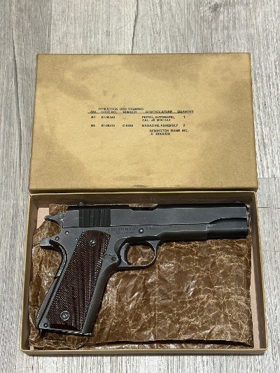 REMINGTON RAND 1911 A1 U.S. Army property marked with original box 1943 .45 ACP - Image 1 of 22