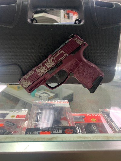 SIG SAUER P365 (BLACK CHERRY ROSES CUSTOM) .380 ACP - Image 1 of 6