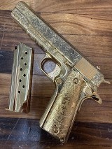COLT Government Model 5" Custom Engraved Gold Plated! .45 ACP - Image 1 of 10