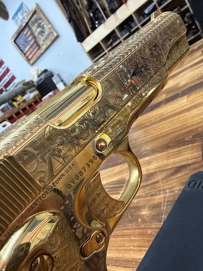 COLT Government Model 5" Custom Engraved Gold Plated! .45 ACP - Image 7 of 10