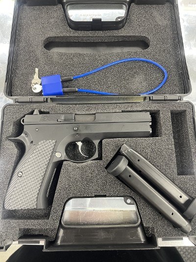CZ CZ-USA 97B, 45ACP, Semi-auto, 4.6inch Barrel, Black, Oem Case, 2 Magazines, Cable lock, Lok Grips .45 ACP - Image 2 of 2