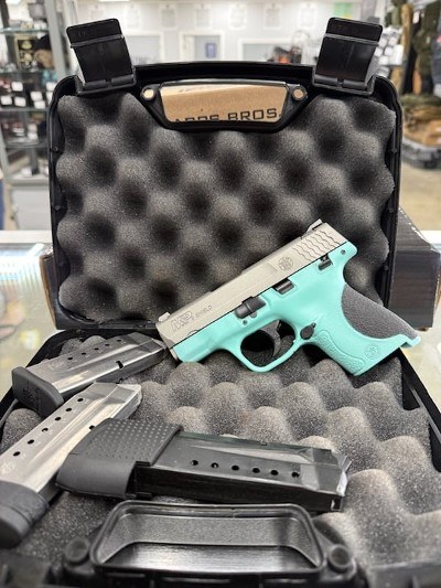 SMITH & WESSON Smith & Wesson M&P9 Shield, Teal, 9mm, 3.1" Barrel, Semi Auto, 1 10 Round Magazine, 1 8 Round Magazine, 1 7 Round Magazine - Image 2 of 2
