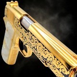 COLT 24K Gold - 1911 - 45ACP - Unique COLT Scroll Engraved - Polished & Gold Plated .45 ACP - Image 1 of 12