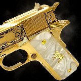 COLT 24K Gold - 1911 - 45ACP - Unique COLT Scroll Engraved - Polished & Gold Plated .45 ACP - Image 8 of 12