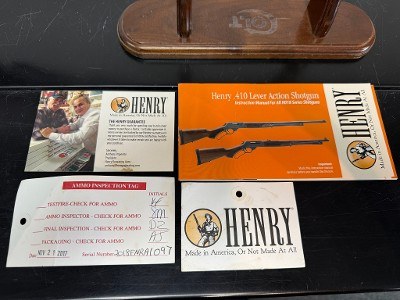 HENRY LEVER SHOTGUN 410 NRA EDITION .410 BORE - Image 12 of 13