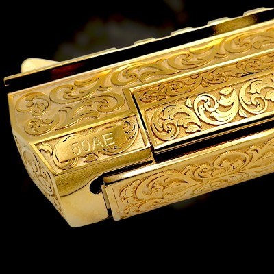 MAGNUM RESEARCH 24K Gold - Desert Eagle Mark XIX 50AE - Deep French Scroll Engraving .50 AE - Image 4 of 10