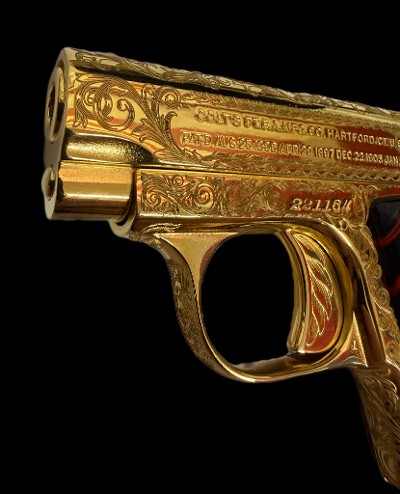 COLT Custom Engraved Gold Plated 1908 Vest Pocket Pistol .25 ACP - Image 12 of 16