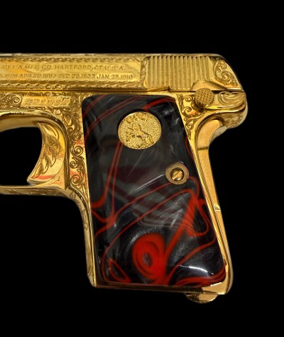 COLT Custom Engraved Gold Plated 1908 Vest Pocket Pistol .25 ACP - Image 6 of 16