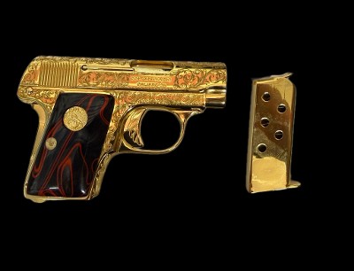 COLT Custom Engraved Gold Plated 1908 Vest Pocket Pistol .25 ACP - Image 1 of 16