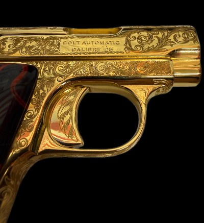 COLT Custom Engraved Gold Plated 1908 Vest Pocket Pistol .25 ACP - Image 3 of 16