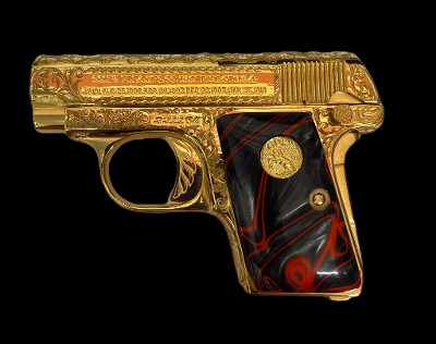 COLT Custom Engraved Gold Plated 1908 Vest Pocket Pistol .25 ACP - Image 7 of 16