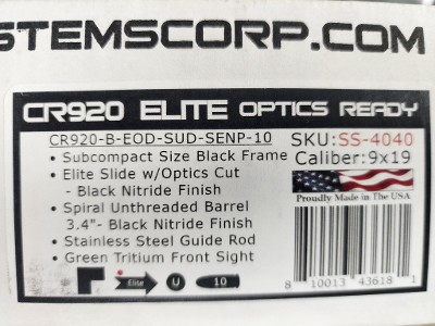 SHADOW SYSTEMS CR920 COMBAT 9MM LUGER (9X19 PARA) - Image 8 of 8