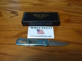 PRO-TECH CUSTOM GODSON BLUE/ABALONE BREND FAMILY 154CM HAND SATIN FINISH BLADE - 2 of 12