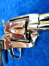 Colt SAA with 4 3/4" Barrel Marked "COLT FRONTIER SIX SHOOTER." 44-40 Cal., Nickel Finish with Black Eagle Grips, New In Box - 5 of 12