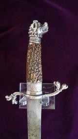 PRE FRENCH INDIAN WAR REVOLUTIONARY WAR DOG HEAD SILVER HILT SWORD CA 1670 - 2 of 14