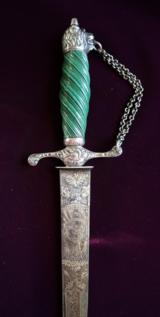 AMERICAN REVOLUTIONARY WAR LION HEAD GREEN GRIP SILVER HILT SWORD MARKED CIRCA 1773 - 1 of 6