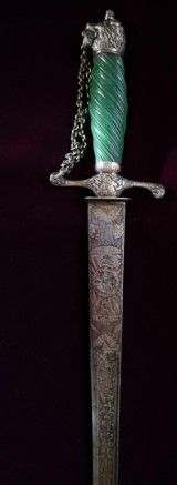 AMERICAN REVOLUTIONARY WAR LION HEAD GREEN GRIP SILVER HILT SWORD MARKED CIRCA 1773 - 2 of 6