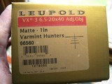 Leupold VX-3- 6.5x20, 40mm Adj. Obj., Matte, Varmint Hunter's Reticule, #66560 - 2 of 12