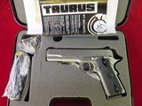 TAURUS PT 1911 9MM LUGER SATIN NICKEL LIKE NEW IN CASE - 1 of 14