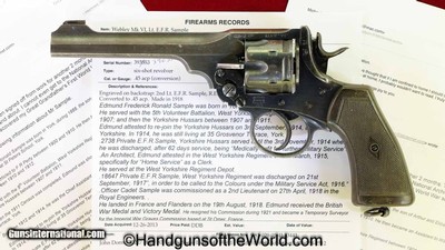 Webley Mark VI Service Revolver, .45acp, Inscribed with Provenance