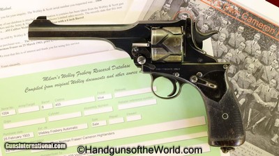 Webley 1901 Fosbery, .455 caliber, Inscribed with WWI KIA Provenance