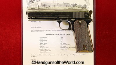 Colt 1905, .45acp, Built in 1907, Shipped to Browning Brothers