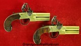 Wheeler Flintlock Over & Under, Double Barrel Boot Pistols, .44 caliber Pair - 2 of 20