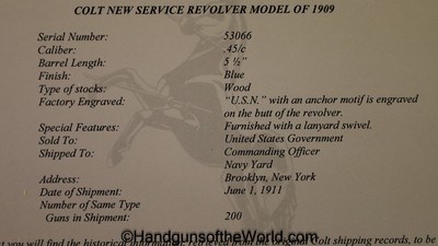 Colt New Service 1909 US Navy, .45lc with Letter - Image 20 of 20