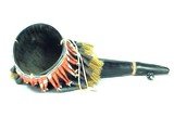 Antique QUILLED SIOUX INDIAN BUFFALO HORN With Tin Cones - 3 of 4