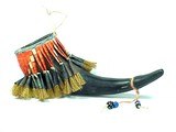 Antique QUILLED SIOUX INDIAN BUFFALO HORN With Tin Cones - 1 of 4