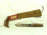 SIOUX Beaded & Quilled BUFFALO DESIGN KNIFE SHEATH & KNIFE - Circa 1880's - 4 of 5