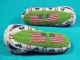 SIOUX INDIAN Fully Beaded AMERICAN FLAG MOCCASINS - 2 of 4