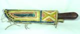 Plains Indian PARFLACHE KNIFE SHEATH With PEWTER INLAID KNIFE - 1 of 3
