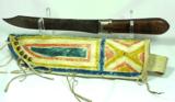 Plains Indian PARFLACHE KNIFE SHEATH With PEWTER INLAID KNIFE - 2 of 3