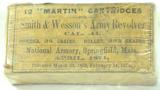 BOX of 12 MARTIN CARTRIDGES - SMITH & WESSON ARMY REVOLVER .44 Cal N.A. 1871 - 1 of 2