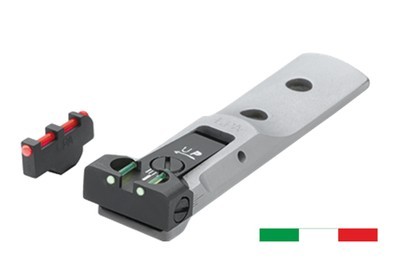 LPA TXT03F1- Rear sight with green fiber optic rear sight in silver finish with red fiber optic front sight (fitted using a 